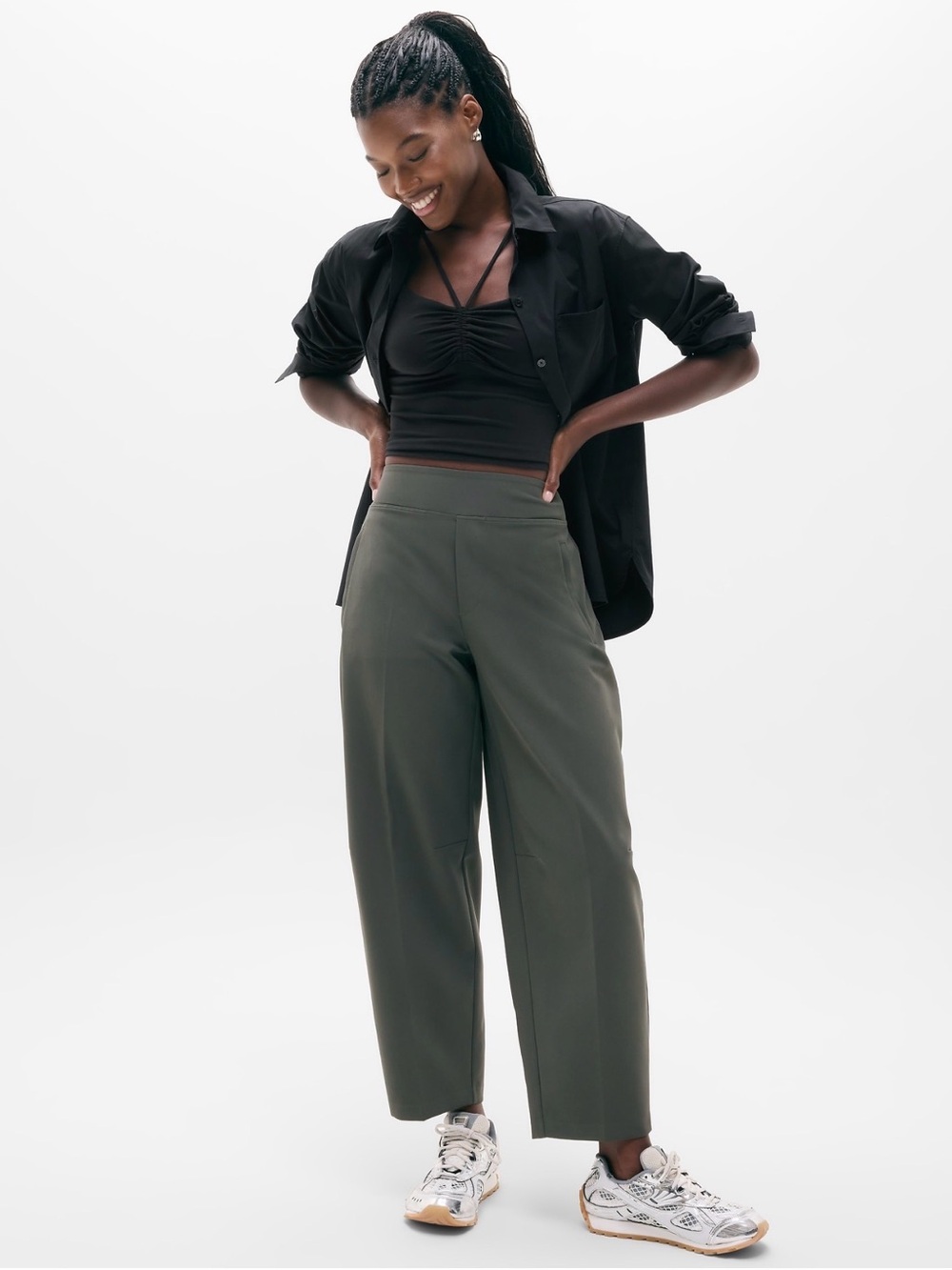 Athleta Endless High Rise Barrel Pant | Jungle #1174194 - Picture 2 of 6
